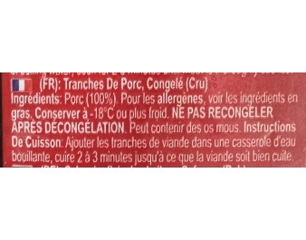 VIANDE DE PORC EN TRANCHE ****