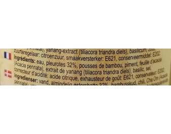 POUSSES DE BAMBOU AIGRE AVEC YANANG ET CHAMPIGNON D’HUITRE STYLE THAI