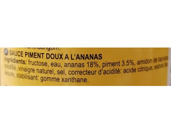 SAUCE DE PIMENT DOUCE A L’ANANAS