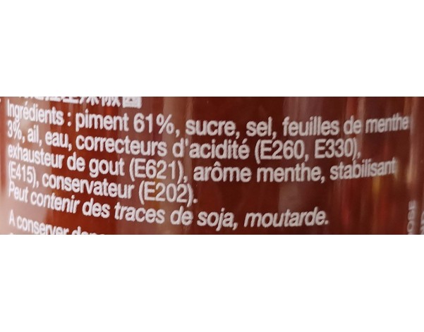 SAUCE DE PIMENT SRIRACHA MENTHE