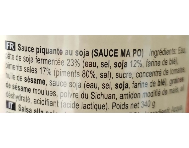 SAUCE PIQUANTE AU SOJA