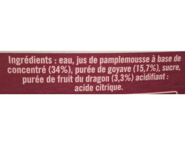 BOISSON PAMPLEMOUSSE GOYAVE ET FRUIT DU DRAGON