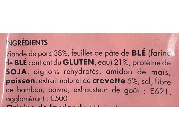 BOUCHEE AU PORC ET AUX CREVETTES 20 P. ****
