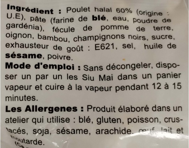 BOUCHEE AU POULET HALAL 50 P. ****